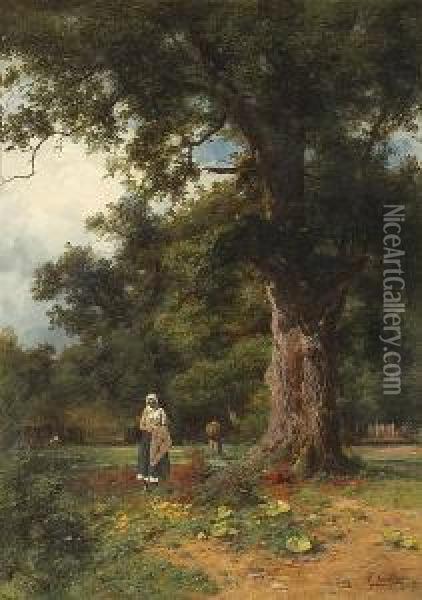 Harvesting Under The Oaks Oil Painting - Carl Eduard Onken