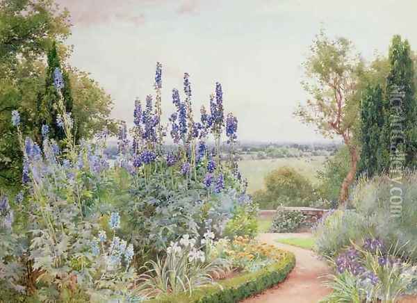 A Garden Near the Thames Oil Painting - Alfred Parsons