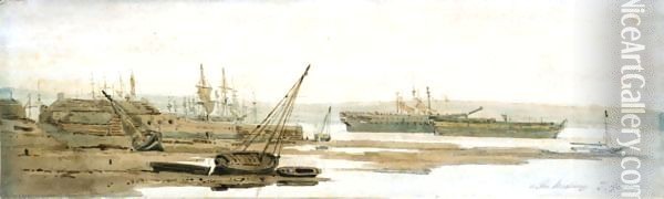 On The Medway Oil Painting - Thomas Girtin