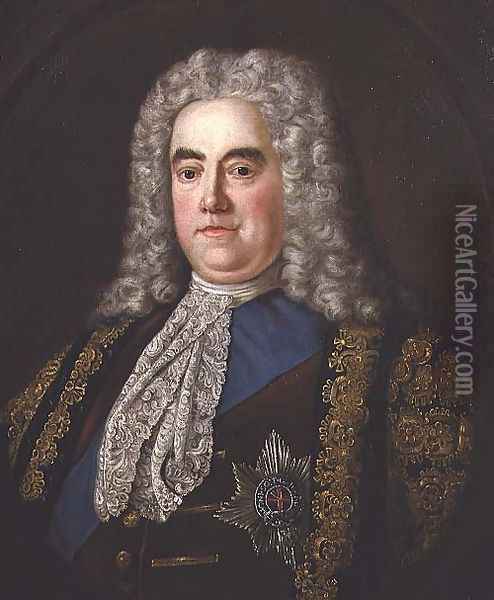 Portrait of Sir Robert Walpole, Earl of Orford 1676-1745, c.1740 Oil Painting - Stephen Slaughter