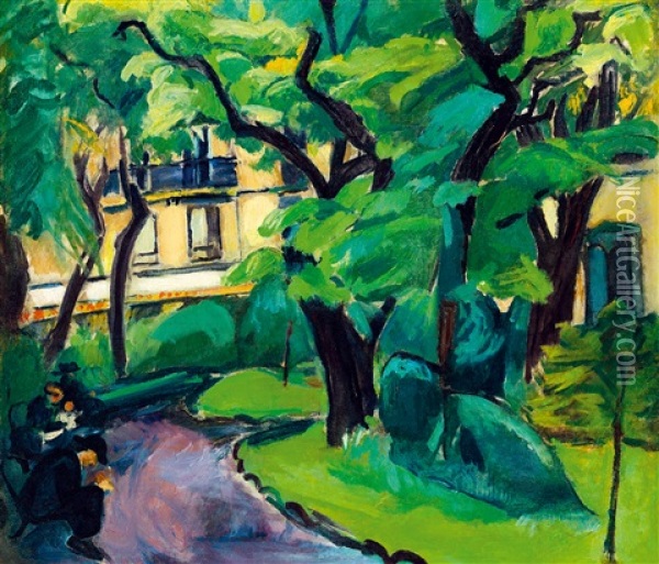 Park In Paris (the Cluny Park) Oil Painting - Valeria Denes