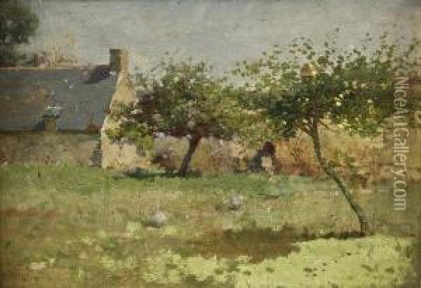 A Sunny Morning In The Fields, Pont Aven Oil Painting - Walter Frederick Osborne