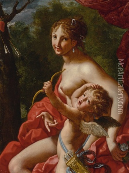 Venus And Cupid Oil Painting - Elisabetta Sirani
