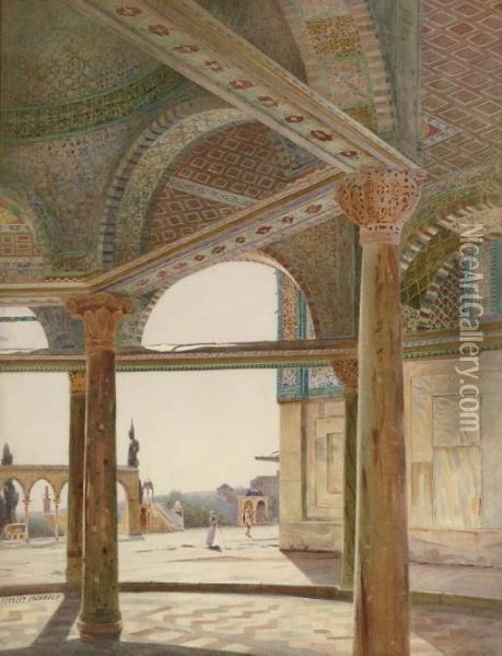 The Dome Of The Chain, Temple Mount, Jerusalem Oil Painting - Stanley Inchbold