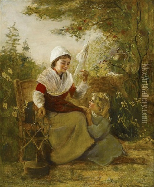 A Portrait Of A Mother And Child Oil Painting - Alfred Fowler Patten