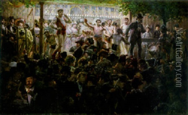 The Festival At Neuilly Oil Painting - Leon Dehesghues