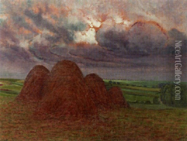 Threatening Clouds Oil Painting - William Degouve de Nuncques