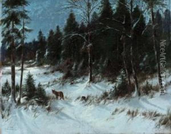 Fuchs Im Winterwald Oil Painting - Alexander Steinbrecht