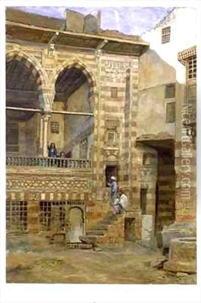 A courtyard Al Hosh in the house of Shiekh Sadat Cairo Oil Painting - Frank Dillon