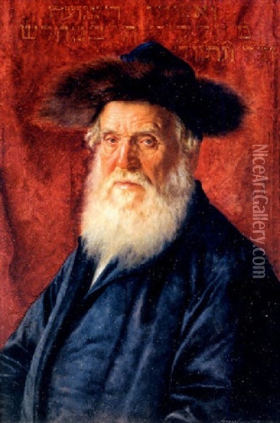 Portrait Of The Rabbi Of Nadvorno Oil Painting - Isidor Kaufmann