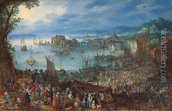 Great Fish-Market 1603 Oil Painting - Jan The Elder Brueghel