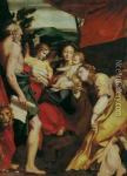 Madonna Mit Kind, Dem Hl. Hieronymus Und Maria Magdalena. Oil Painting - Correggio, (Antonio Allegri)