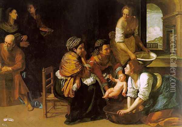 Birth of St John the Baptist c. 1635 Oil Painting - Artemisia Gentileschi