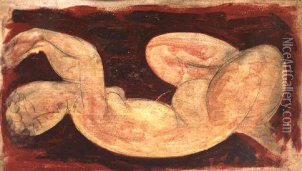 Cariatide Rouge Oil Painting - Amedeo Modigliani