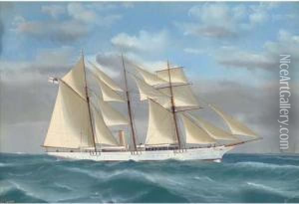 The Royal Yacht Squadron Steam Yacht Cuhona At Sea Oil Painting - Atributed To A. De Simone