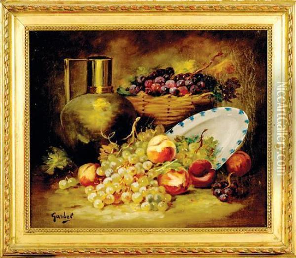 Grape And Peach Still Life Oil Painting - Gardel