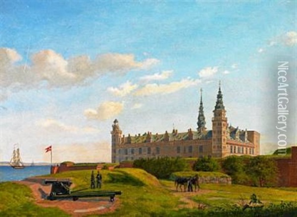 Kronborg Castle Oil Painting - Constantin (Carl Christian Constantin) Hansen