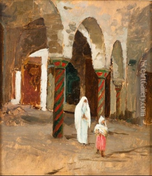 Retour Du Hammam (tunis) Oil Painting - Albert Aublet