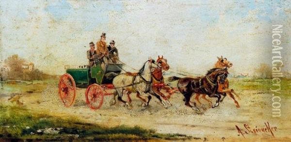 Lovaskocsi Oil Painting - Alfred Steinacker