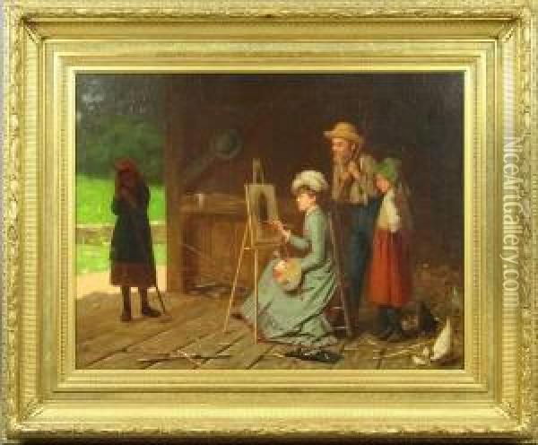 A Lady At The Easel, O/c Oil Painting - William Penn Morgan