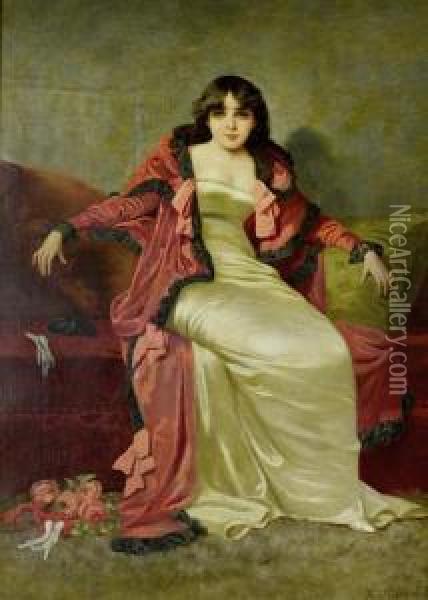 A Lady Of Elegance Oil Painting - Vincent G. Stiepevich