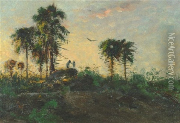 Tropenabend Oil Painting - Wilhelm Friedrich Kuhnert