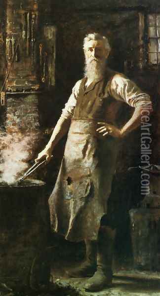 The Village Blacksmith Oil Painting - Thomas Hovenden
