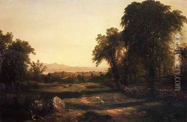 Path over the Field - A Reccollection of the Hudson Oil Painting - John Frederick Kensett