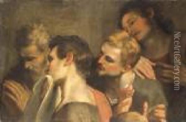 The Heads Of Four Disciples At The Last Supper Oil Painting - Federico Fiori Barocci