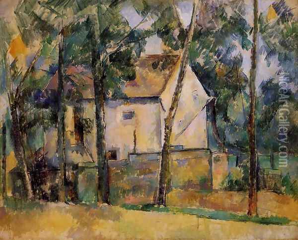 House And Trees Oil Painting - Paul Cezanne