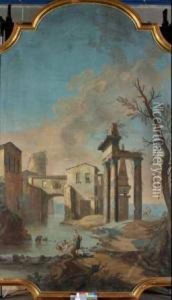 Architettura Oil Painting - Pietro Paltronieri Il Mirandolese