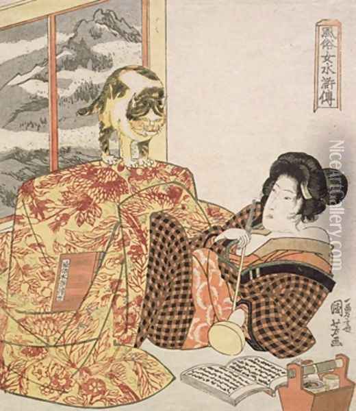 Brazier Kotatsu from the series 108 Designs of Customs of Women Likened to the Suikoden Oil Painting - Utagawa Kuniyoshi