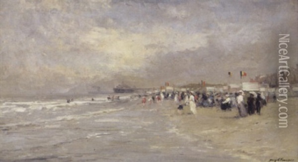 Op Het Strand Oil Painting - Joseph Charles Francois