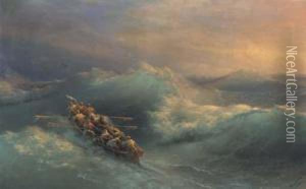 Lifeboat In Heavy Seas Oil Painting - Ivan Konstantinovich Aivazovsky