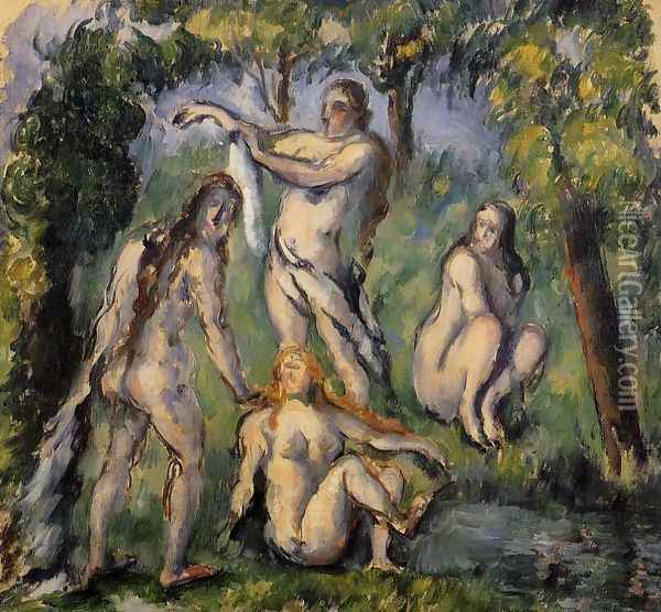 Four Bathers Oil Painting - Paul Cezanne