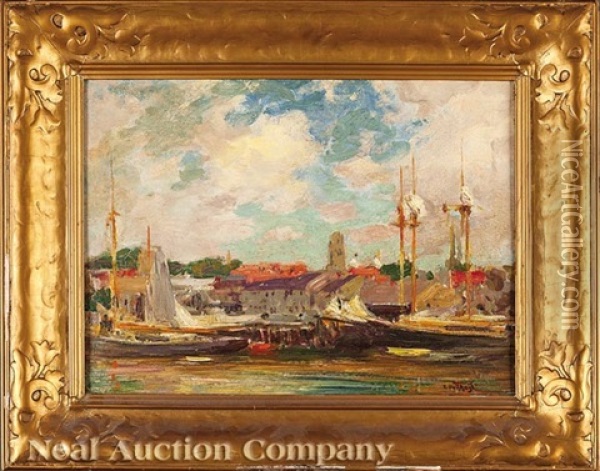 Breezy Day, Gloucester Harbor Oil Painting - Edward Henry Potthast