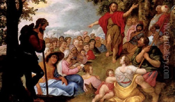 John The Baptist Preaching Oil Painting - Adam van Noort the Elder