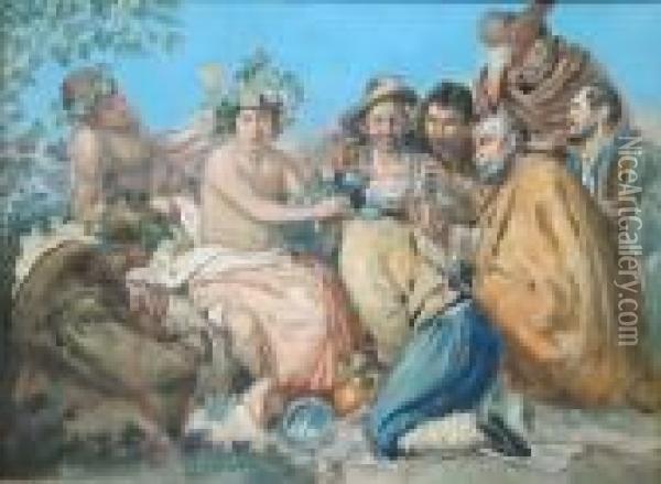 Peasants Bacchanalia Oil Painting - Giovanni Battista Filosa