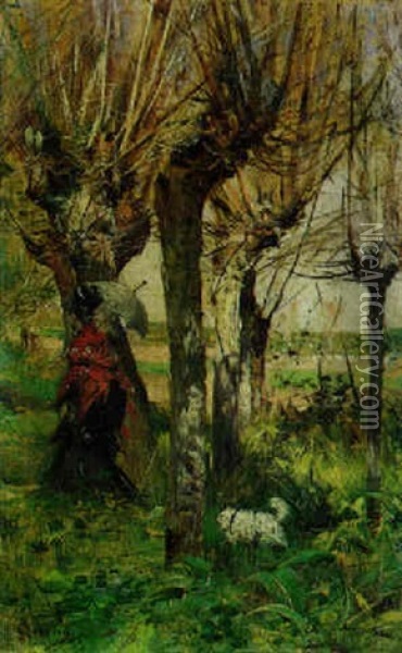 Una Passeggiantina Nel Pomeriggio Oil Painting - Giovanni Boldini