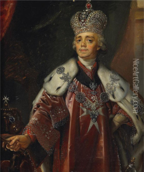 Portrait Of Paul I Oil Painting - Vladimir Lukich Borovikovskii