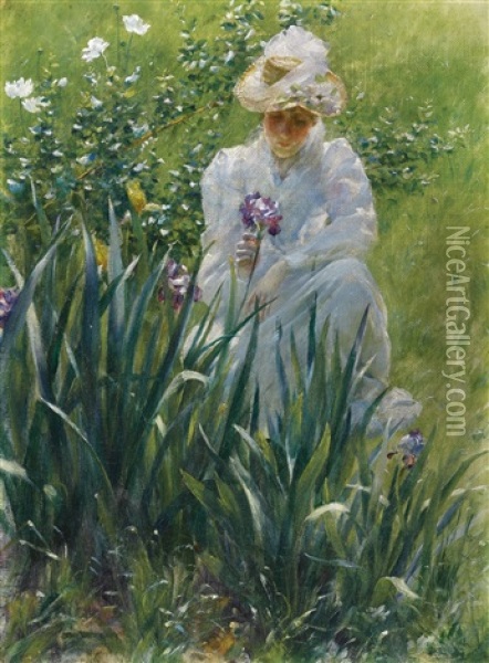 The Iris Bed Oil Painting - Charles Courtney Curran
