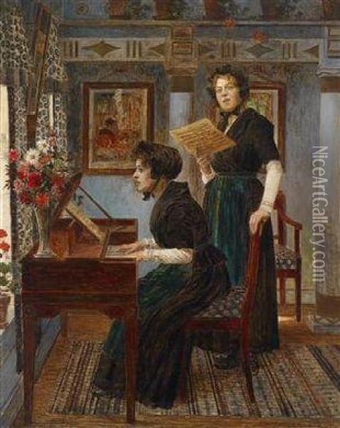 Thesinging Lesson Oil Painting - Walther Firle