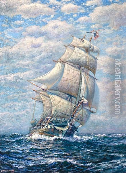 The U.s.f. 
Constitution 
 At Sea Oil Painting - James Gale Tyler