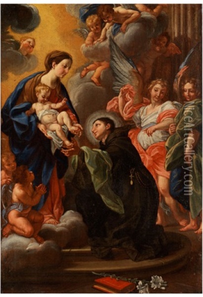 Madonna Und Kind Erscheinen Dem Heiligen Antonius Von Padua Oil Painting - Giuseppe Ghezzi