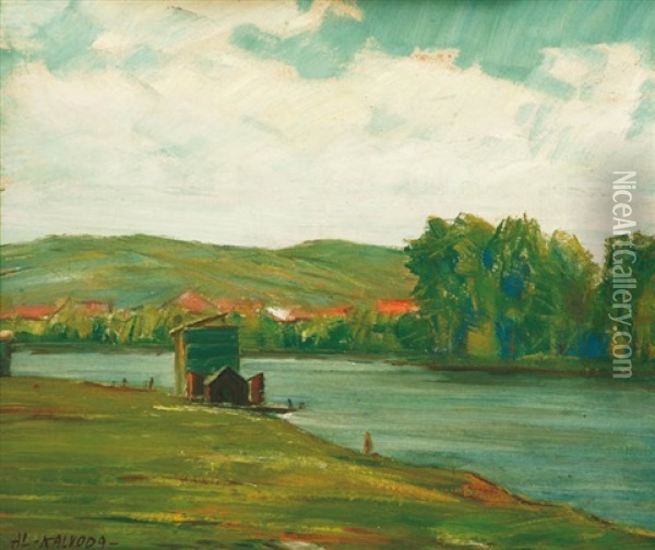 By River Oil Painting - Alois Kalvoda