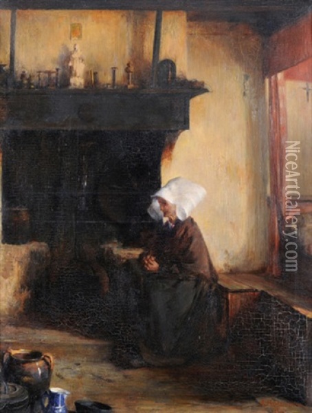 Betende Nonne Oil Painting - Augusta Charlotte Rossmann