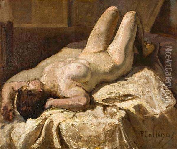Reclining Nude Oil Painting - Pavlos Calligas