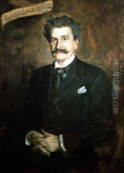 Johann Strauss the Younger Oil Painting - Franz von Lenbach