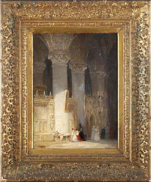 Cathedral Interior Oil Painting - Johannes Bosboom