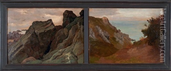 A L'anse Cochat; A Port Logot, Pointe De Plouhin (2 Works) Oil Painting - Paul Louis Leger Chardin